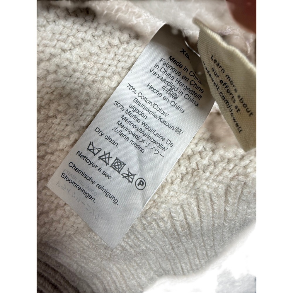 Madewell Ruffle Neck Cotton Merino Wool Sweater Oatmeal Beige XS - Picture 3 of 6